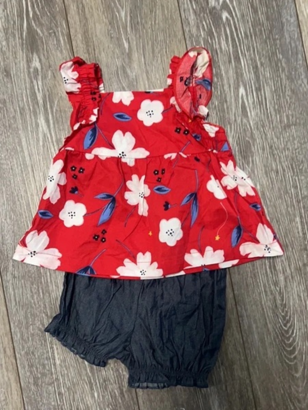 Carter's Red Floral Baby Dress with Navy Accents
